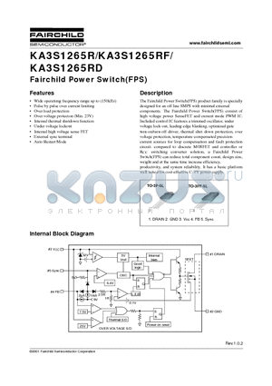 KA3S1265RD-YDTU datasheet - Fairchild Power Switch(FPS)