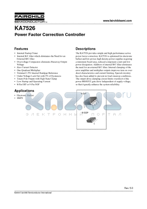 KA7526 datasheet - Power Factor Correction Controller
