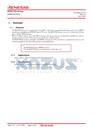 M308A0SGP datasheet - RENESAS MCU