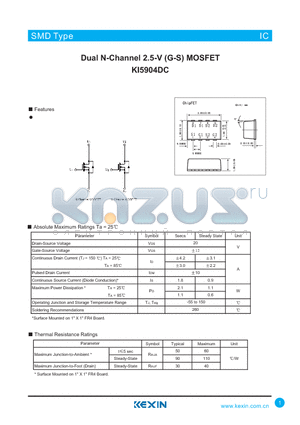 KI5904DC datasheet - Dual N-Channel 2.5-V (G-S) MOSFET