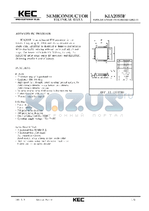 KIA2093F datasheet - BIPOLAR LINEAR INTEGRATED CIRCUIT (ADVANCED RF PROCESSOR)