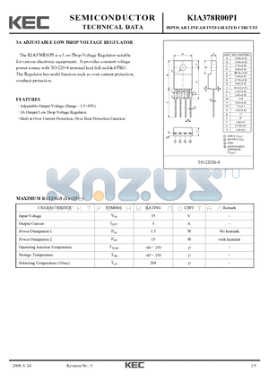 KIA378R00PI datasheet - BIPOLAR LINEAR INTEGRATED CIRCUIT