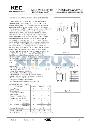 KIA3844AF datasheet - BIPOLAR LINEAR INTEGRATED CIRCUIT (HIGH PERFORMANCE CURRENT MODE CONTROLLER)