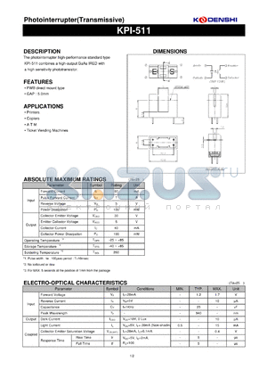 KPI-511 datasheet - Photointerrupter(Transmissive)