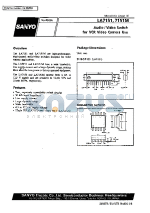 LA7151M datasheet - Audio/Video Switch for VCR Video Camera Use