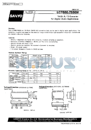 LC7886M datasheet - 18-Bit A/D Converter for Digital Audio Applications