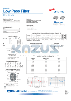 LFTC-850 datasheet - Low Pass Filter