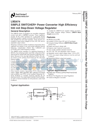 LM2674MX-5.0 datasheet - SIMPLE SWITCHER Power Converter High Efficiency 500 mA Step-Down Voltage Regulator