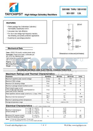 SB1H100 datasheet - High Voltage Schottky Rectifiers