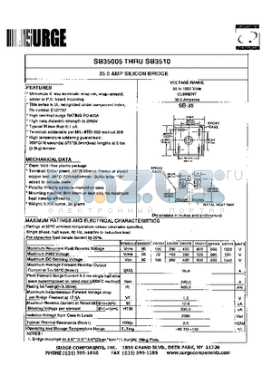 SB3508 datasheet - 35.0 AMP SILICON BRIDGE