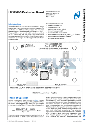 LM34919B datasheet - Evaluation Board provides the design engineer with a fully functional