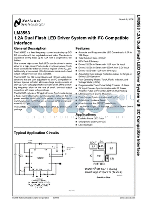 LM3553 datasheet - 1.2A Dual Flash LED Driver System with I2C Compatible