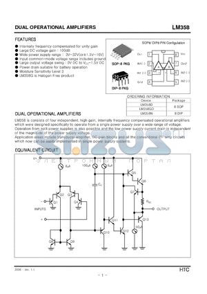 LM358GD datasheet - DUAL OPERATIONAL AMPLIFIERS