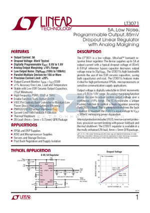 LT3071MPUFD-TR datasheet - 5A, Low Noise, Programmable Output, 85mV Dropout Linear Regulator with Analog Margining