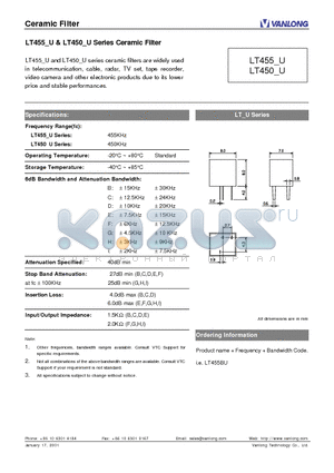 LT450-U datasheet - Ceramic Filter