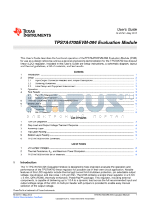 STD datasheet - TPS7A4700EVM-094 Evaluation Module