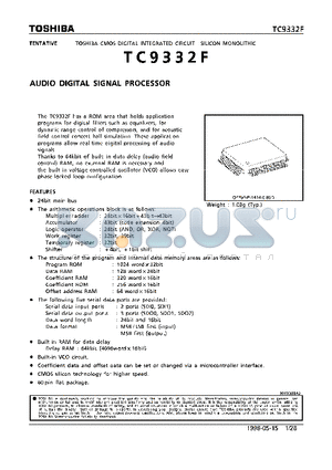 TC9332 datasheet - AUDIO DIGITAL SIGNAL PROCESSOR