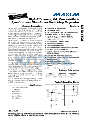 MAX15108 datasheet - High-Efficiency, 8A, Current-Mode Synchronous Step-Down Switching Regulator