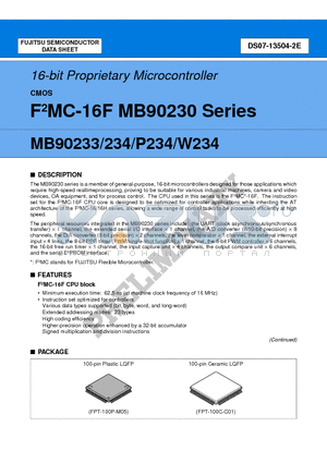 MB90V230 datasheet - 16-bit Proprietary Microcontroller