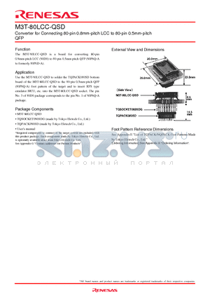 M3T-80LCC-QSD datasheet - Converter for Connecting 80-pin 0.8mm-pitch LCC to 80-pin 0.5mm-pitch QFP