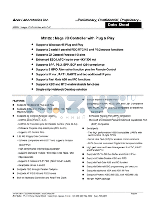 M5123 datasheet - Mega I/O Controller with Plug & Play