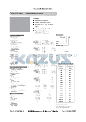 WIW1028-H-205 datasheet - Trimmer Potentiometer