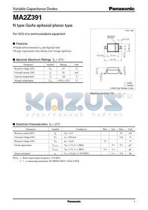 MA2Z391 datasheet - N type GaAs epitaxial planar type