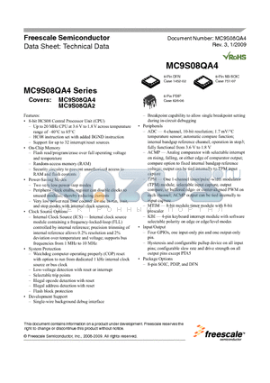 MC9S08QA2CPAE datasheet - Technical Data