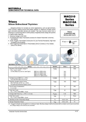 MAC210-4 datasheet - TRIACs 10 AMPERES RMS 200 thru 800 VOLTS