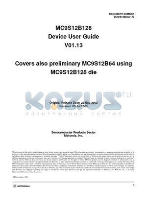 MC9S12B128MPVC datasheet - Covers also preliminary MC9S12B64 using MC9S12B128 die