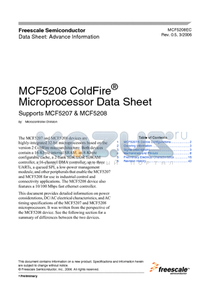 MCF5208CVM166 datasheet - Microprocessor Data Sheet