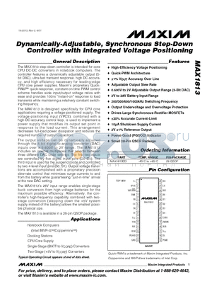 MAX1813 datasheet - Dynamically-Adjustable, Synchronous Step-Down Controller with Integrated Voltage Positioning