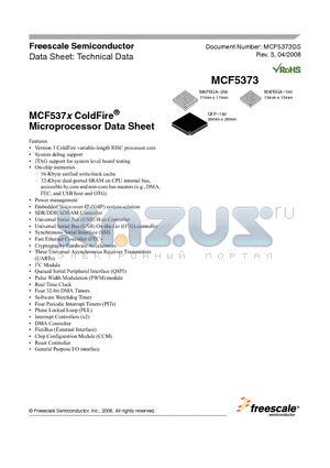 MCF5372L datasheet - ColdFire^ Microprocessor