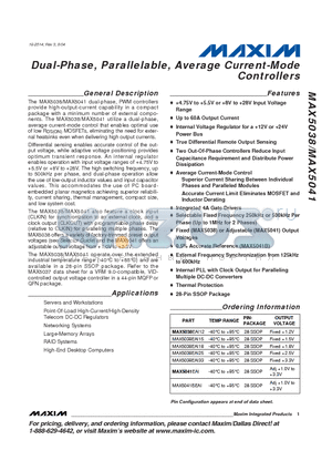 MAX5038EAI33 datasheet - Dual-Phase, Parallelable, Average Current-Mode Controllers