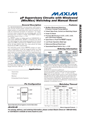 MAX6323UT-T datasheet - uP Supervisory Circuits with Windowed (Min/Max) Watchdog and Manual Reset