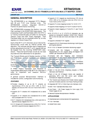 XRT86SH328 datasheet - 28-CHANNEL DS1/E1 FRAMER/LIU WITH DS3 MUX & VT-MAPPER - SONET