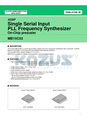 MB15C02PFV1 datasheet - Single Serial Input PLL Frequency Synthesizer On-Chip prescaler