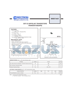 MMBT4401 datasheet - SOT-23 BIPOLAR TRANSISTORS TRANSISTOR(NPN)