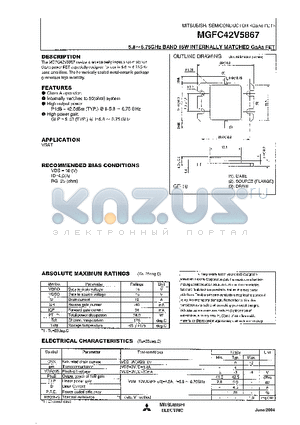 MGFC42V5867_12 datasheet - 5.8`6.75GHz BAND 16W INTERNALLY MATCHED GaAs FET