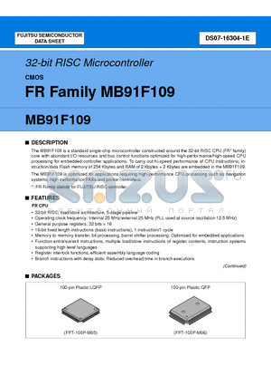 MB91F109 datasheet - 32-bit RISC Microcontroller