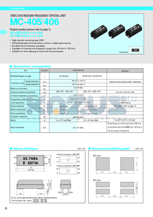 MC-405 datasheet - SMD LOW/MEDIUM-FREQUENCY CRYSTAL UNIT