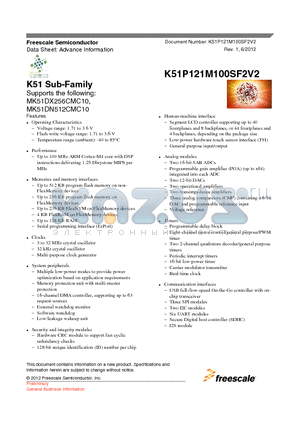 MK51DN512CMC10 datasheet - K51 Sub-Family