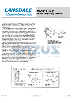 ML4044 datasheet - Phase Frequency Detector