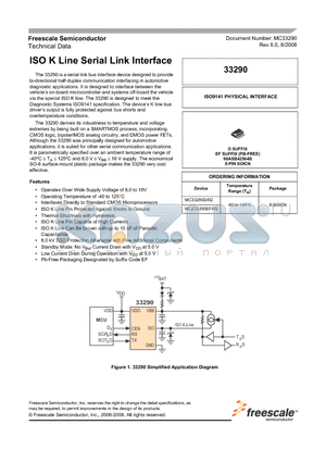 MC33290DR2 datasheet - ISO K Line Serial Link Interface