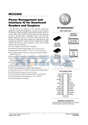 MC33560DWR2 datasheet - Power Management and Interface IC for Smartcard Readers and Couplers