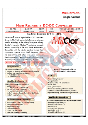 MQFL-28V-12S-Y-ES datasheet - HIGH RELIABILITY DC-DC CONVERTER