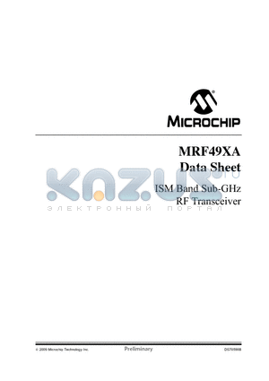 MRF49XA datasheet - ISM Band Sub-GHz RF Transceiver