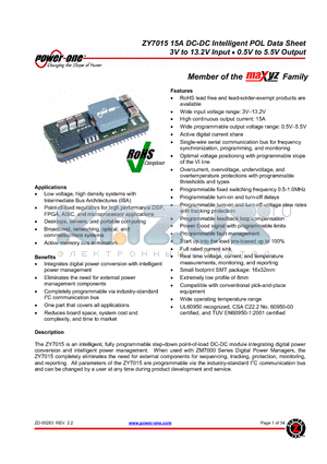 ZY7015LT2 datasheet - 3V to 13.2V Input 0.5V to 5.5V Output