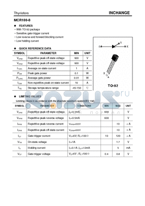 MCR100-8 datasheet - Thyristors