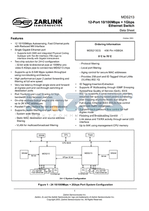 MDS213 datasheet - 12-Port 10/100Mbps  1Gbps Ethernet Switch